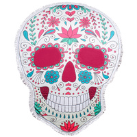 New 1pce Candy Skull Beach Towel Quick Dry Microfibre 150x190cm Pink Design