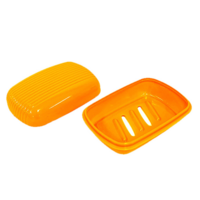 Travel Soap Holders 2 Pieces Plastic Lid With Drain Holes Orange