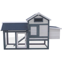 New 1pce Cottage Style 2 Storey Chicken Coop Pet Ramp Kennel Blue/White Outdoor