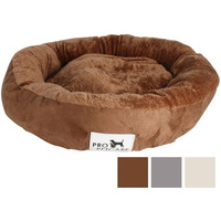 New 1pce Pet Bed Microfibre Plush Round 60cm Diam 3 Asst Chosen Randomly Dog Cat