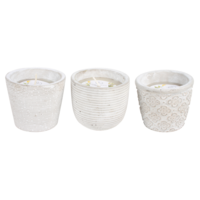 Citronella Candle Set 3 Pieces in Cement Pot 8cm 12hr Burn, Mosquito Repellent