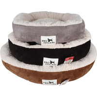 New 1pce Pet Bed Microfibre Sherpa Top 3 Asst Dog Cat Soft Plush Round S, M & L