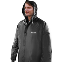 New 1pce Raincoat Premium Adult Black Water Proof Plastic Hood Dry Large Male