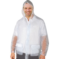 New 1pce Raincoat Premium Adult Clear Water Proof Plastic Hood Dry Large Male