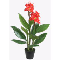 New 1pce 90cm Canna Lily Artificial Plant Pot Greenery Style Realistic Flower