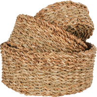 New 3pce Set Nambucca Seagrass Round Basket 30x12CM Storage Woven Boho Décor