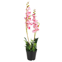 New 1pce 60cm Orchid Realistic Plant Pot Pink Flowers Greenery Artificial Style