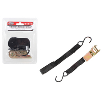 Ratchet Tie Down Strap Set 70kg Limit, 4.57m Rubber Coated Hooks