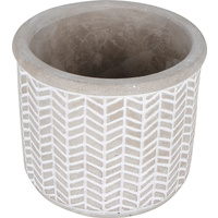New 1pce Concrete Pot 11X11X10CM Round Chevron Design Plant Flower Vase