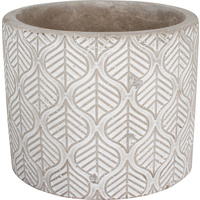 New 1pce Concrete Pot Round 10.7X10.7X8.8CM Leaf Design Vase Plant Flower Deco