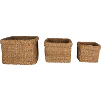 New 3pce Yallingup Seagrass Square Basket 27X27X20CM Woven Storage Décor Boho