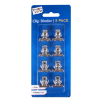8pce Mini Document Clip Binders 22mm, Strong Grip Steel Stationery Value Pack