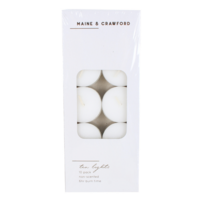 Maine & Crawford 10pce Unscented Tealights 6hr Burn, Classic Style