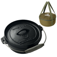 Camp Oven Pot 1.9L + Canvas Carry Bag Cast Iron, Bail Handle, Pre-seasoned