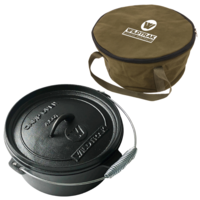 Camp Oven Pot 4.25L + Canvas Carry Bag Cast Iron, Bail Handle, Pre-seasoned
