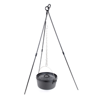 Camp Oven Steel Tripod 90cm Height Over Fire Cooking Adjustable Height