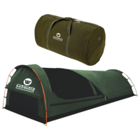 King Single Trakker Swag Camp Tent + Canvas Carry Bag 420gsm Outdoors Set