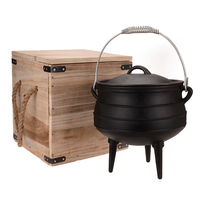 8L Potjie Camp Pot with Legs Cast Iron 23x28cm In Box 10kg Weight