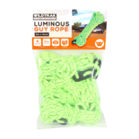 Guy Rope Luminous 4 Pack 3mmx3m Length Nylon, Tent Accessory