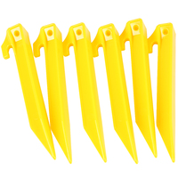 Tent / Mat Pegs 17cm 6 Pack Durable Plastic Yellow