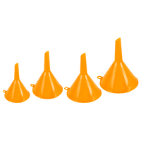 Orange Plastic Funnels 4 Pack Set Lightweight Durable Automotive Essential