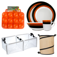 Camping Kitchenware Set Dinner Set + Egg Case + Collapsible Sink & Bin