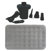 Double Coil Beam Flocked Air Mattress Bed + 12V Air Pump Easy Inflation Set