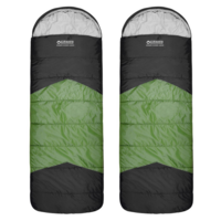 Bremer Junior Hooded Sleeping Bags 2 Piece Set 170x65cm 0 to -5 Degrees C, Green & Black