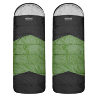Bremer Hooded Sleeping Bags 2 Piece Set 220x80cm 0 to -5 Degrees C, Green & Black