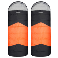 Bremer Hooded Jumbo Sleeping Bags 2 Piece Set 230x90cm 0 to -5 Degrees C, Orange & Black