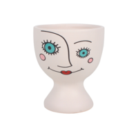 15cm Quirky Lulu Face White Ceramic Pot Planter Art Deco Small