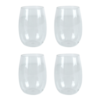 Tritan Stemless Wine Glass 444ml 4 Pack BPA Free Plastic Travel Cups 