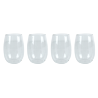 Tritan Stemless Wine Glass Set 444ml 4 Piece BPA Free Plastic Travel Cup