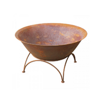 Fire Pit Cast Iron Round With Stand Rustic Colour 60x32cm 2.5mm Thick 