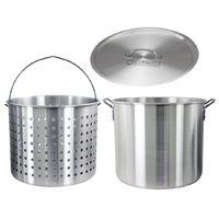 Aluminium Camp Stockpot & Strainer Basket 39L 3 Piece Set Metal