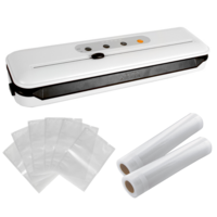 240V Vacuum Food Sealer with Scale, White + Extra Rolls & Bags Set