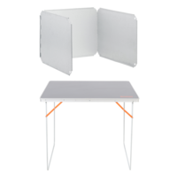 Camp Table + Stove/Fire Wind Shield 3 Sided Silver Foldable Compact Travelling