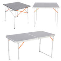 Camp Table 3 Piece Set Silver Metal Compact Camp Furniture Portable Design