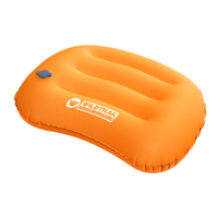 Compact Camp Sleep Pillow Self Inflating 43x30cm Thick Pu Foam Orange