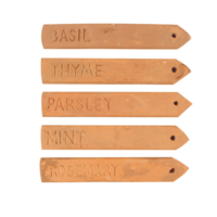5pce Stakes Caharin Terracotta Herb Garden Markers, Veggie Garden Decor