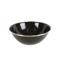Premium Enamel Jumbo Bowl 19x7cm Black Stainless Steel Rim Durable