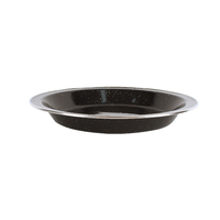 Premium Enamel Pie Dish 24x3cm Black Stainless Steel Rim Durable