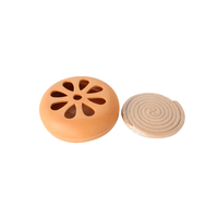 Citronella Incense Coil Burner Terracotta Sandalwood 13x2cm Plus 4 Coils 5 Hour Burn Time 