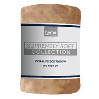 Beige Coral Fleece Blanket Throw 150x200cm 1 Piece Supremely Soft