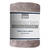 Grey Coral Fleece Blanket Throw 150x200cm 1 Piece Supremely Soft