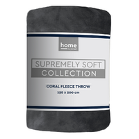 Charcoal Coral Fleece Blanket Throw 150x200cm 1 Piece Supremely Soft