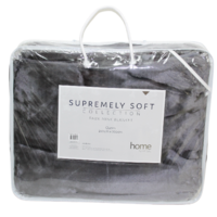 Dark Grey Queen Blanket 200x240cm Solid Colour w/Carry Bag Faux Mink Soft