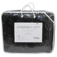 Black Queen Blanket 200x240cm Solid Colour w/Carry Bag Faux Mink Soft
