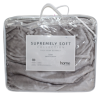 1pce Light Grey Queen Blanket 200x240cm Solid Colour w/Carry Bag Faux Mink Soft