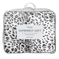 1pce Grey Tiger Queen Blanket 200x240cm Animal Print w/Carry Bag Faux Mink Soft